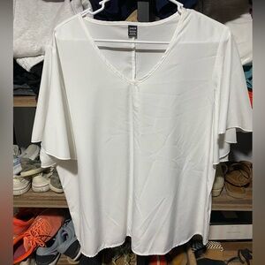 SHEIN Elegant White V-Neck Blouse